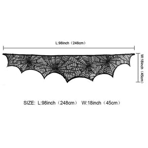 Ourwarm 1 Piece Halloween Decoration Props Black Lace Spiderweb Fireplace Mantle Scarf Cover Tablecloth Festive Party Supplies