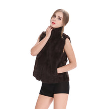 ZY88041-1 Autumn Genuine Natural Fur Rabbit Fur Vest Mandarin Collar Winter Women Fur Waistcoat Female Outerwear Coats Gilet