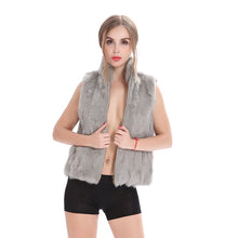 ZY88041-1 Autumn Genuine Natural Fur Rabbit Fur Vest Mandarin Collar Winter Women Fur Waistcoat Female Outerwear Coats Gilet