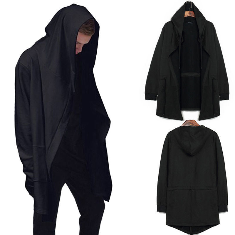 Men's Cardigan Hooded Long Sleeve Coats Jackets ninja goth gothic punk hoodie Black Casual Winter Autumn Clothes M-XXL - 64 Corp