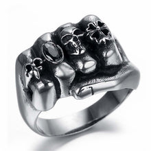2017 Fashion Retro Style Men Gothic Flower Skull 316L Stainless Steel Biker Ring Anarchy Death Fist Skull Ring Jewelry wholesale - 64 Corp
