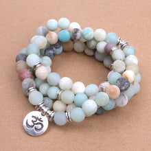 Fashion Women`s bracelet Matte Frosted Amazonite beads with Lotus OM Buddha Charm Yoga Bracelet 108 mala necklace dropshipping - 64 Corp