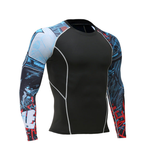 Mens Fitness Long Sleeves Rashguard T Shirt Men Bodybuilding Skin Tight Thermal Compression Shirts MMA Crossfit Workout Top Gear - 64 Corp
