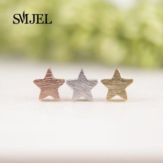 SMJEL New Fashion Minimalist Brushed Star Stud Earrings for Women Tiny Matte Star Earing Pendients Party Gifts s025 - 64 Corp