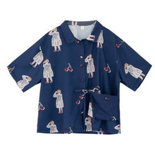 Summer New Original Fashion Women Chiffon Blouse Girls Printed Ladies Shirt Tops Lace Up Pocket Short Sleeve Loose Top Kimono - 64 Corp