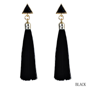 Fashion Bohemian Vintage Earrings Hollow Out Triangle Rhinestone Drop Long Tassel Earrings Jewelry For Women - 64 Corp