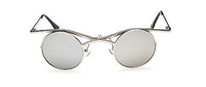 MINCL/Boho Chic Gothic Steampunk Sidestreet Flip-up Round Mirror Lens Metal Frame Sunglasses LXL - 64 Corp