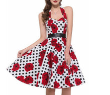 Plus Size Polka Dot Dress Women Vintage Swing Halter Belt 50s 60s Rockabilly Prom Party Dresses Retro Feminino Vestidos - 64 Corp