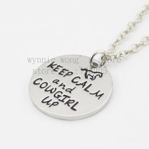 2015 new arrive Cowgirl Jewelry"KEEP CALM and COWGIRL UP"Necklace Hand stamped horse lover jewelry horse gift necklace - 64 Corp