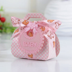 Bear Shape DIY Paper Wedding Gift Christening Baby Shower Party Favor Boxes Candy Box with Bib Tags & Ribbons12pcs - 64 Corp