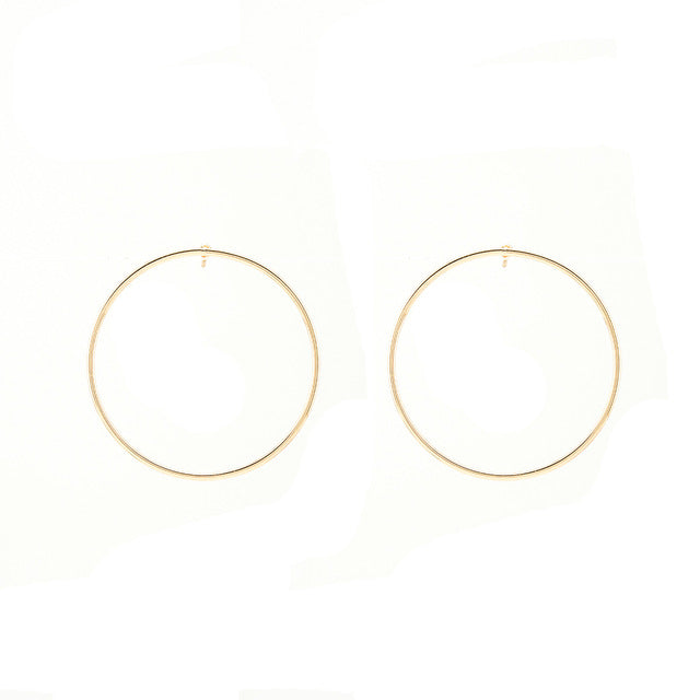 2017 Fashion Lady Delicate Copper Minimalist Style Solid Geometry Round Beautiful Earrings Stud Earrings - 64 Corp
