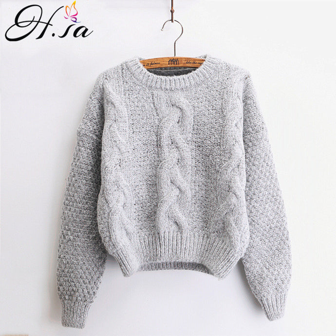 H.SA Women Sweaters Warm Pullover and Jumpers Crewneck Mohair Pullover Twist Pull Jumpers Autumn 2017 Knitted Sweaters Christmas - 64 Corp