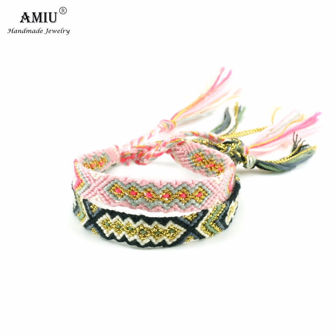 AMIU Friendship Bracelet Woven Rope String Colorful Boho Embroidery Cotton Tassel Dropshipping Bracelets Hippie For Women Men - 64 Corp