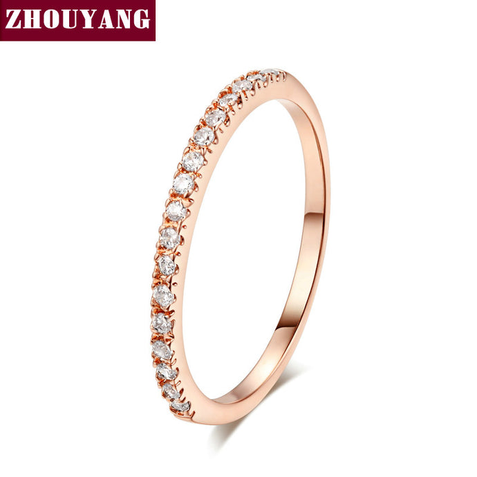 Top Quality Gold Concise Classical CZ Wedding Ring Rose Gold Color Austrian Crystals Wholesale ZYR132 ZYR133 - 64 Corp