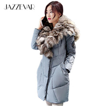 Jazzevar 2017 New Fashion Women's Winter Warm Down Coat Parkas 80% white duck with luxurious large real fox fur Down Jackets