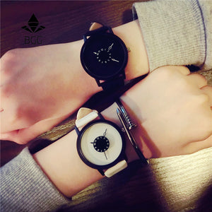 Hot fashion creative watches women men quartz-watch 2017 BGG brand unique dial design lovers' watch leather wristwatches clock - 64 Corp