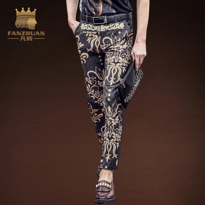 FANZHUAN Featured Brands Clothing Summer  Men Ankle-Length Pants Hawaiian Pattern  Print Pants Men's Pencil Pants Flowers Pants - 64 Corp