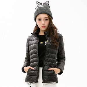 TECHOME Woman Stand Collar Slim Short Ultra Light Down Jackets Female Wear Coat Parkas Plus Size 3XL Parkas Mujer Invierno 2017