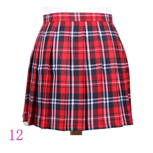 2017 Hot Midi Pleated Women Skirts High Waist Red A-Line Short Skirts Uniforms School Tartan Plaid Skirt Saias - 64 Corp