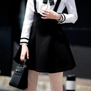 JLZXSY Fashion Women Elegant High Waist Suspender Skirt Pleated Swing A Line Mini Skirt - 64 Corp