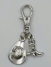 Infinity Cowgirl Boot Cowboy hat Large lobster clasp -Fashion jewelry Tibetan silver charm Keychain Gifts Fit Key Chain Z83 - 64 Corp