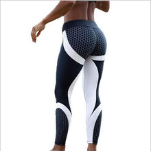 Hayoha Mesh Pattern Print Leggings fitness Leggings For Women Sporting Workout Leggins Elastic Slim Black White Pants - 64 Corp