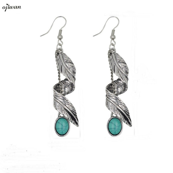 Gypsy Earrings Hippie Chic Boho Spiral Feather Earrings Indian Native American Jewelry Navajo Dangle Earrings Tribal - 64 Corp