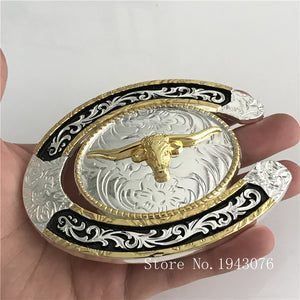 Retail 2017 New Good Quality Oval Lace Gold Bull Head Cowboy Belt Buckles With Metal Mans Jeans accessories Fit 4cm Wideth Belt - 64 Corp