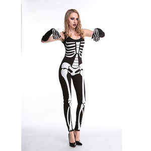 Skeleton Printed Zombie jumpsuit costume Halloween Harror Zombie Costume Sexy Bone Gothic Bodysuit fancy costume w1803
