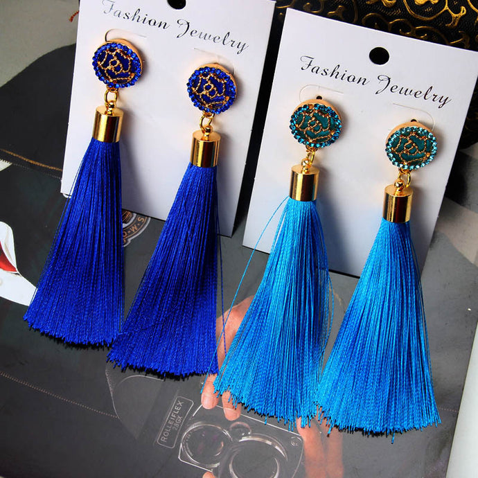 Tassel Earrings Boho Bohemian Long Exaggerated Rose Flower Dangling Earrings for Women Orecchini Lunghi Oorbellen Lang Kolczyki - 64 Corp