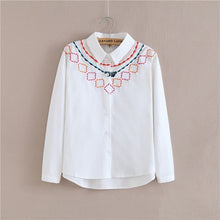 Preppy White Blouse Collection 13 Pattern Women Cotton Lace Crochet Peter Pan Collar Long Sleeve Top Shirt Plus Size S-4XL T5437 - 64 Corp