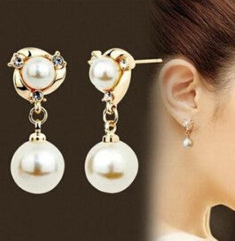 Hypoallergenic luxury fashion wild high-quality imitation Rhinestones imitation pearl jewelry long earrings for women - 64 Corp