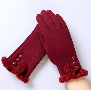 Women Wrist Warm Woolen Mittens Female Luvas Genuine Rabbit Fur Gloves Cashmere Winter Girls Elegant Glove For Lady Bowknot - 64 Corp