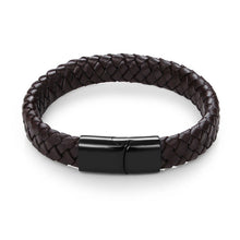 Jiayiqi Punk Men Jewelry Black/Brown Braided Leather Bracelet - 64 Corp