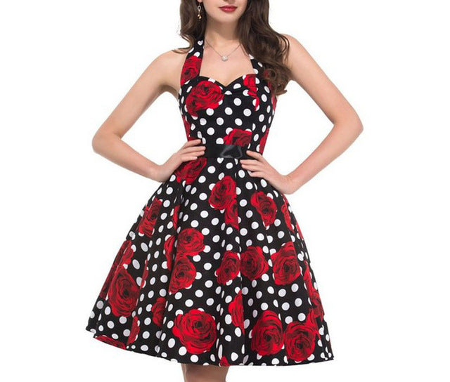 2017 Women Polka Dot Dress Big Swing Vestidos Retro Robe Casual Prom Rockabilly Party Dress 50s 60s Pinup Vintage Dresses - 64 Corp