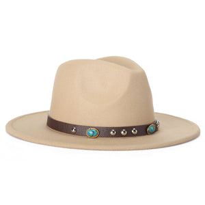 2017 new Men Women Wool Felt Sombrero Cap Fedora Hat Western Cowboy Cowgirl Cap Jazz hat Sun Hat Toca Cap with leather band - 64 Corp
