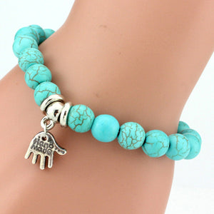 SHEEGIOR Boho Vintage Turquoises Bracelets for Women Men Cross Tree Snake Owl Hand Pendant Charm Bracelet Bangle Fashion Jewelry - 64 Corp