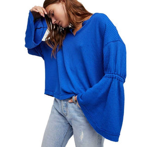 BOHO INSPIRED Knitted Women's Winter Sweaters 2017 New bell Sleeve V-neck sexy Pullovers bohemian knitting thermal tops female - 64 Corp