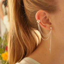 Punk Rock Style Woman Young Gift Leaf Chain Tassel Earrings - 64 Corp