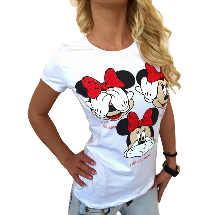 CDJLFH 2017 New Summer Top Shirts Women T Shirts Print Tshirt Sexy Plus Size T-shirt Tees Tops Fashion White S M XL XXL - 64 Corp