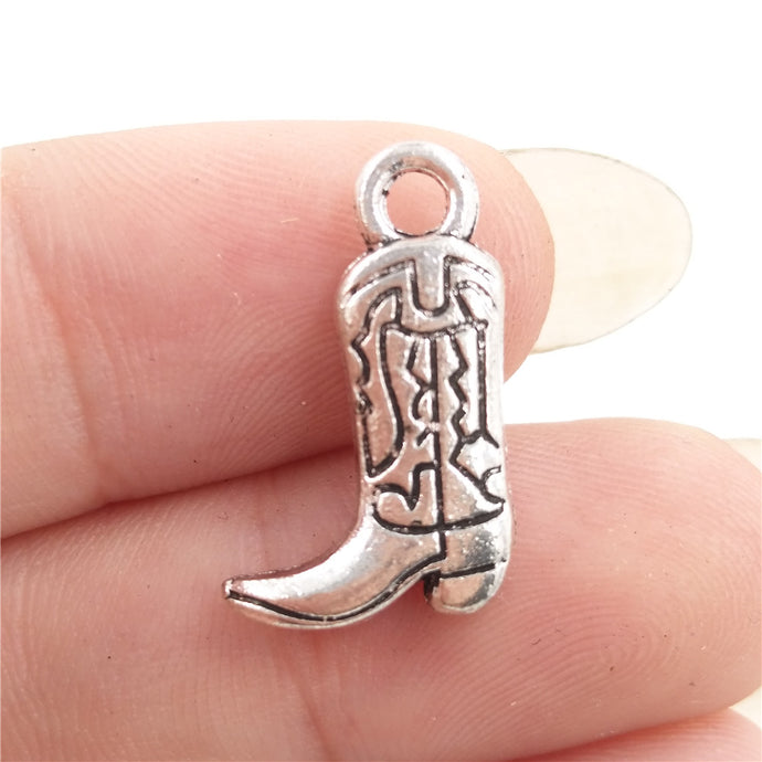 BULK 30 Zinc Alloy Western Cowboy Cowgirl Boots Charms Antique Silver Plated DIY Pendant for Bracelet 11*18mm 1.7g - 64 Corp
