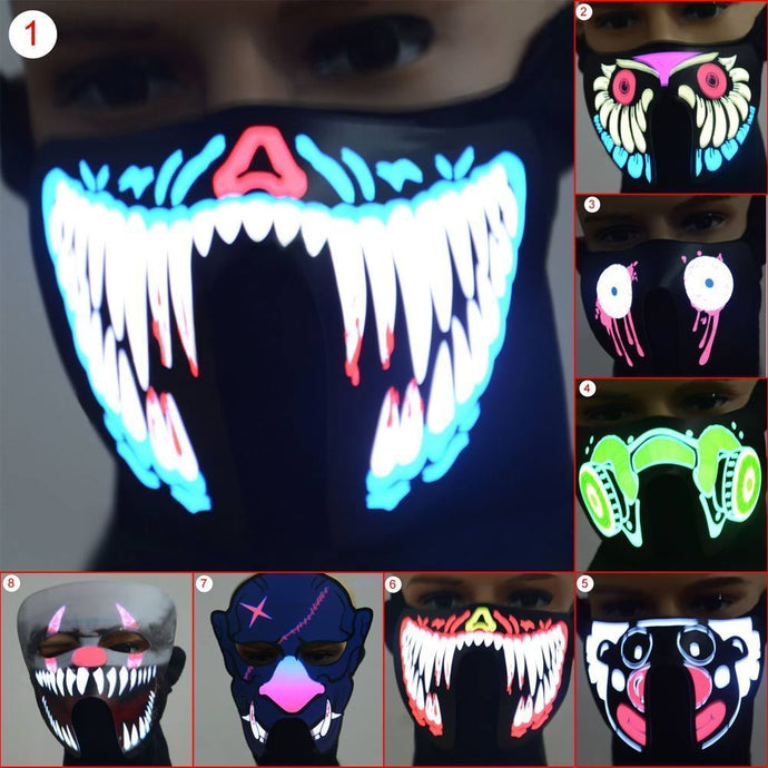 Halloween LED Luminous Flashing Face Mask Party Masks Light Up Dance Halloween Cosplay Masks