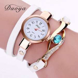 Duoya Brand Watch Women Luxury Gold Eye Gemstone Dress Watches Women Gold Bracelet  Halloween Gift Leather Quartz Wristwatches - 64 Corp