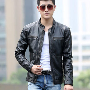 Leather Jacket Men design stand collar Coat male casual motorcycle jacket Mens fashion veste en cuir leather jackets