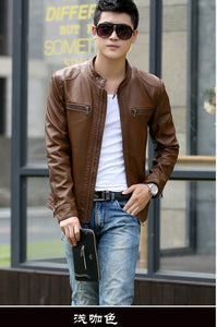 Leather Jacket Men design stand collar Coat male casual motorcycle jacket Mens fashion veste en cuir leather jackets