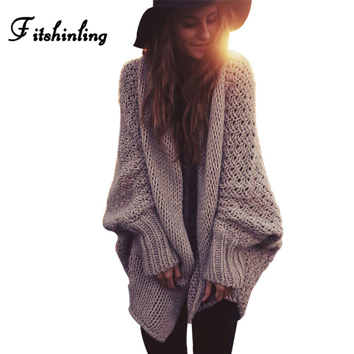 Fitshinling BOHO Winter cardigans for women oversize batwing sleeve sweaters long cardigan female knitted clothes khaki jackets - 64 Corp