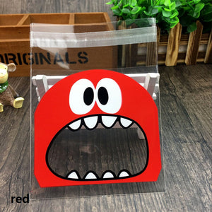 50Pcs Cute Big Teech Mouth Monster Plastic Bag Wedding Birthday Cookie Candy Gift Packaging Bags OPP Self Adhesive Party Favors - 64 Corp