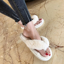 COOTELILI Winter Fashion Women Home Slippers Faux Fur Warm Shoes Woman Slip on Flats Female Fur Flip Flops Pink Plus Size 36-41 - 64 Corp