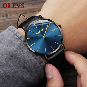 Men Watches 2017 luxury brand Olevs quartz leather minimalist Black strap Ultrathin Wristwatches Waterproof High Quality Relogio - 64 Corp