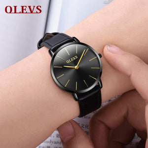 Men Watches 2017 luxury brand Olevs quartz leather minimalist Black strap Ultrathin Wristwatches Waterproof High Quality Relogio - 64 Corp